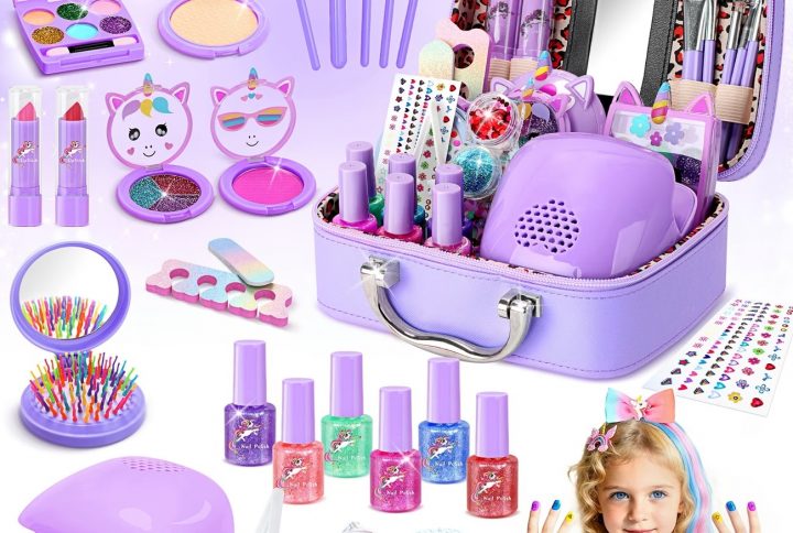 Magical Unicorn Washable Makeup & Nail Salon Set for Kids