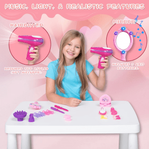 Girls Beauty Salon Set with Hairdryer & Mirror