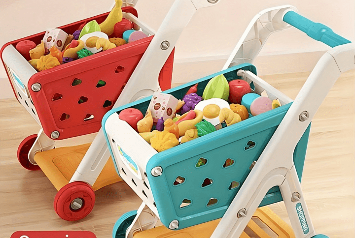 Deluxe Play Shopping Cart with Toy Food Set