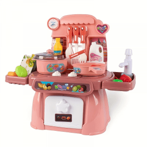 Mini Interactive Chef’s Station with Real Lights & Cooking Sounds – Portable Kids Kitchen Playset with Sink, Stove & 20+ Play Food Accessories – Educational Sensory Gift for Boys & Girls