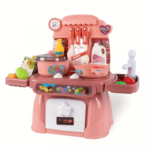 Mini Interactive Chef’s Station with Real Lights & Cooking Sounds – Portable Kids Kitchen Playset with Sink, Stove & 20+ Play Food Accessories – Educational Sensory Gift for Boys & Girls