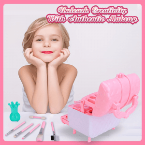 Washable Makeup Kit for Girls with Pink Case