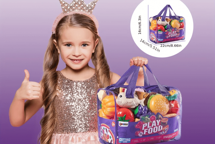 Ultimate 78-Piece Kids Play Food & Kitchen Accessories Set – Realistic Fruits, Vegetables, Dinnerware & Storage Bag – Educational Toddler Gift for Boys & Girls Ages 3+