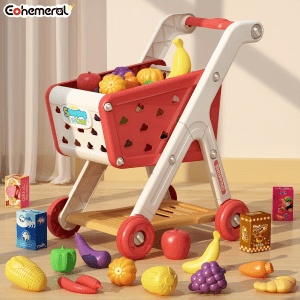 Deluxe Play Shopping Cart with Toy Food Set