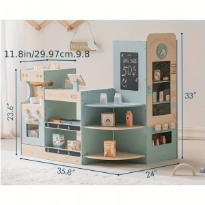 Wooden Grocery Store & Toy Coffee Shop