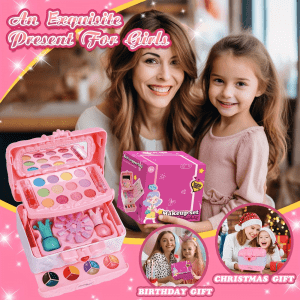 Washable Makeup Kit for Girls with Pink Case