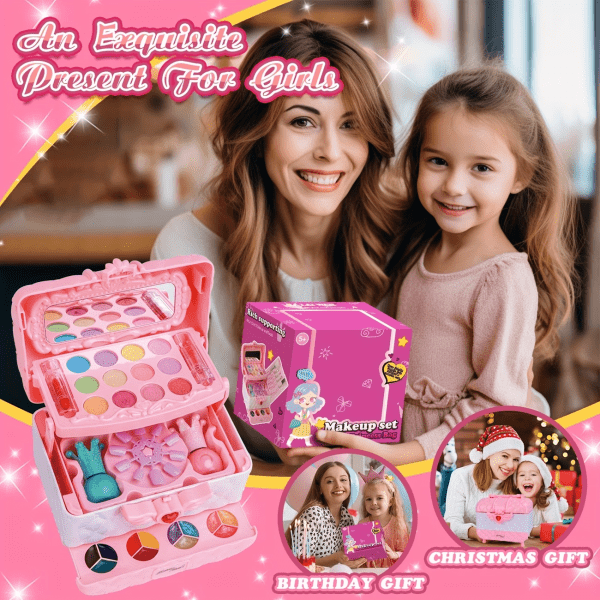 Washable Makeup Kit for Girls with Pink Case | Crown Toys