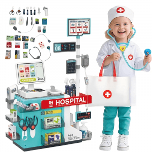 Kids Medical Station with 2-in-1 Doctor & Cashier Set