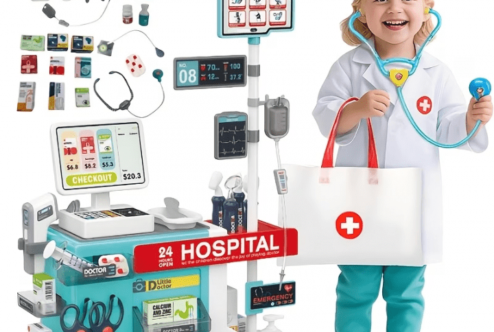 Kids Medical Station with 2-in-1 Doctor & Cashier Set