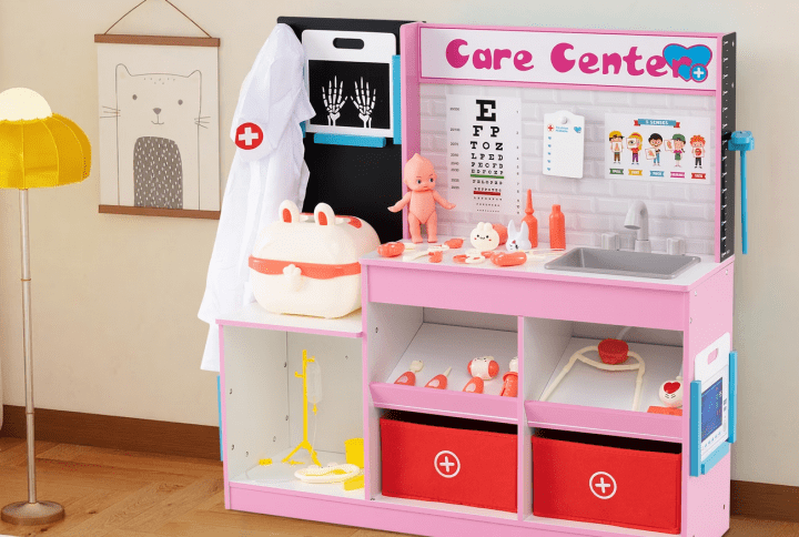 Wood Medical Center & Toy Doctor Office Set