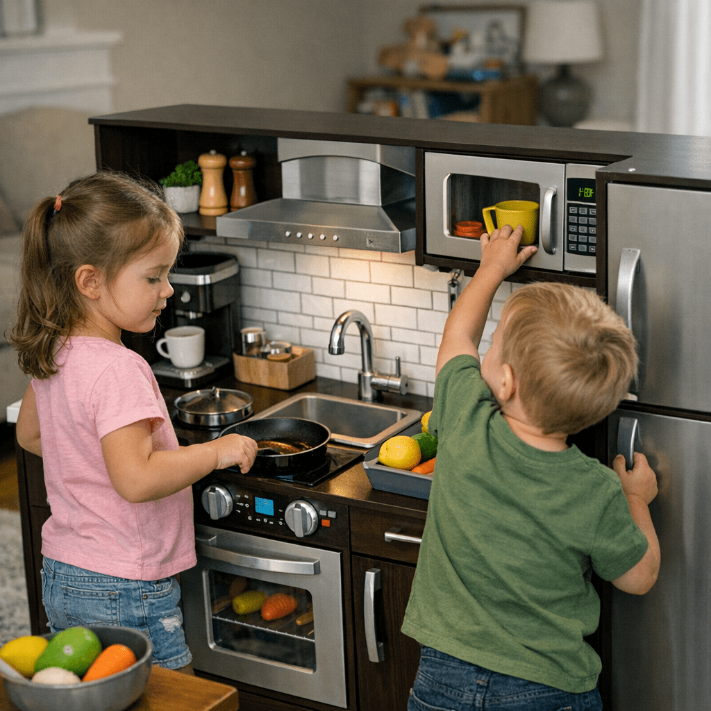 kitchen - KidKraft Uptown Espresso Kitchen: Sleek Meets Func