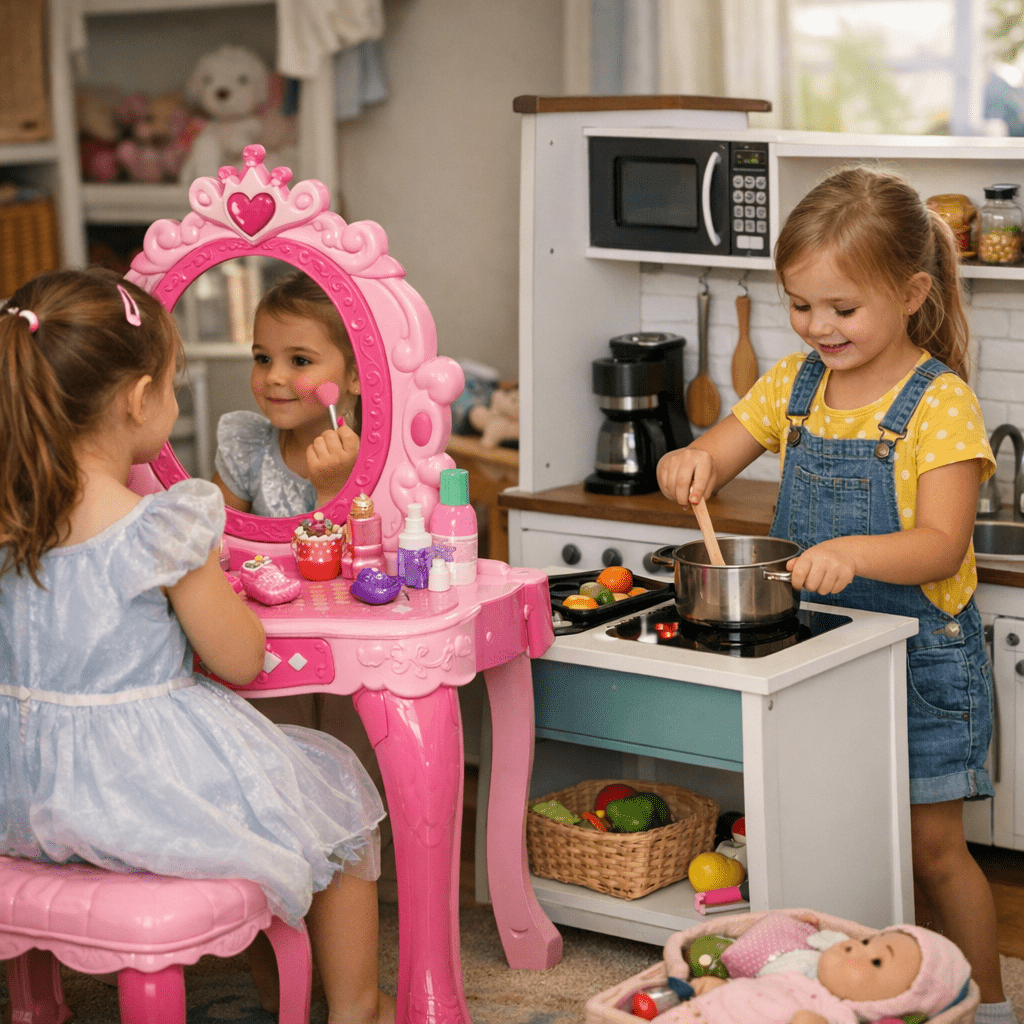 3-in-1 Princess Vanity Desk vs. Deluxe Play Kitchen Set: Which Is the Perfect Gift for Girls in 2026? - article illustra