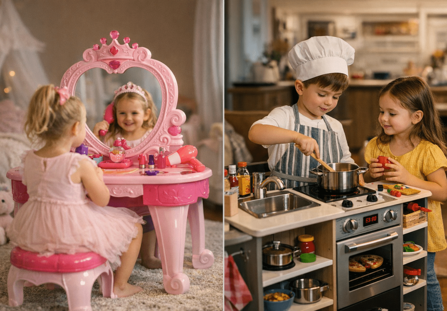 3-in-1 Princess Vanity Desk vs. Little Chef’s Deluxe Kitchen: Which Makes a Better Gift for 4-Year-Olds?: Practical Play