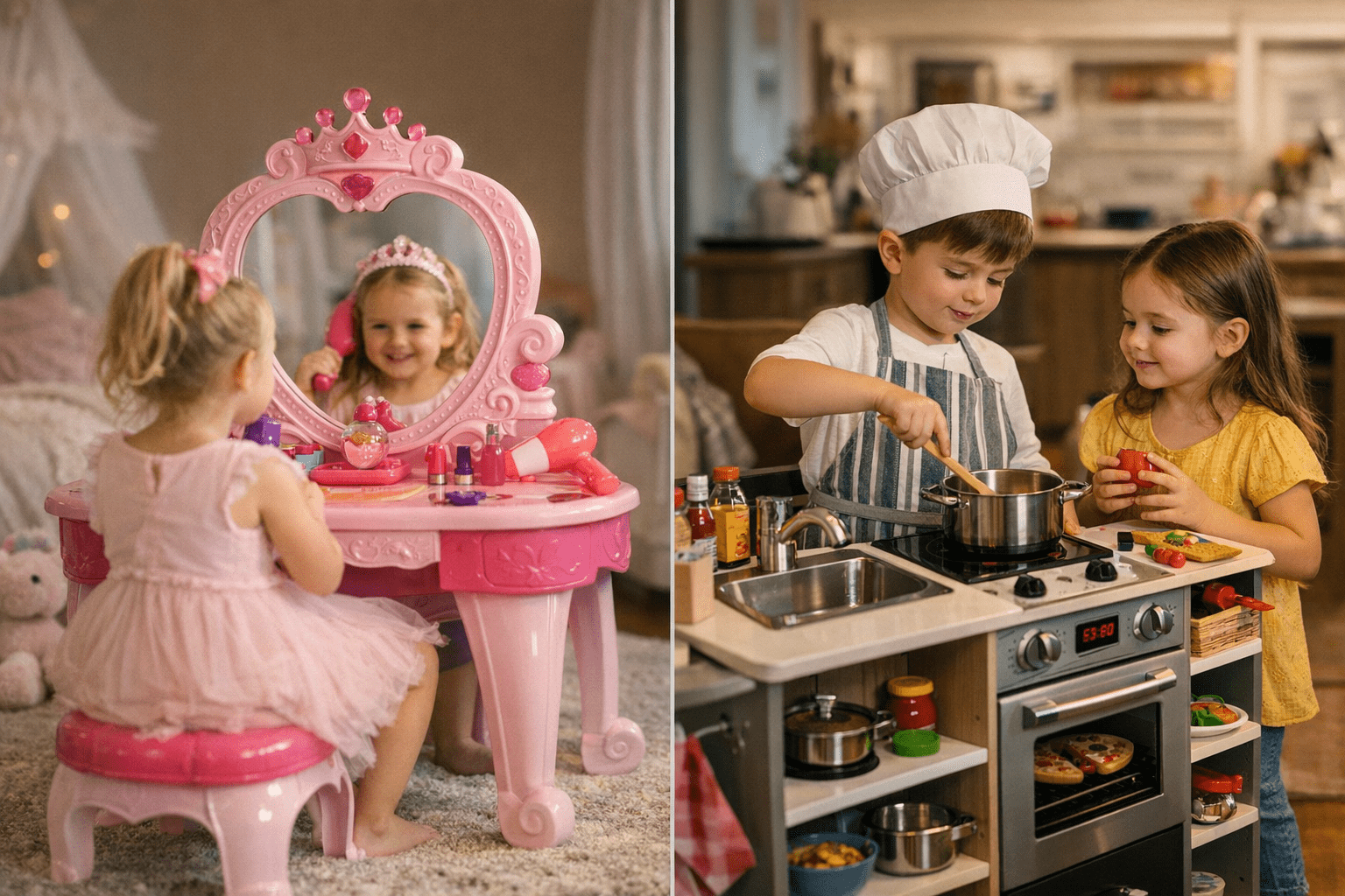 3-in-1 Princess Vanity Desk vs. Little Chef’s Deluxe Kitchen: Which Makes a Better Gift for 4-Year-Olds?: Practical Play