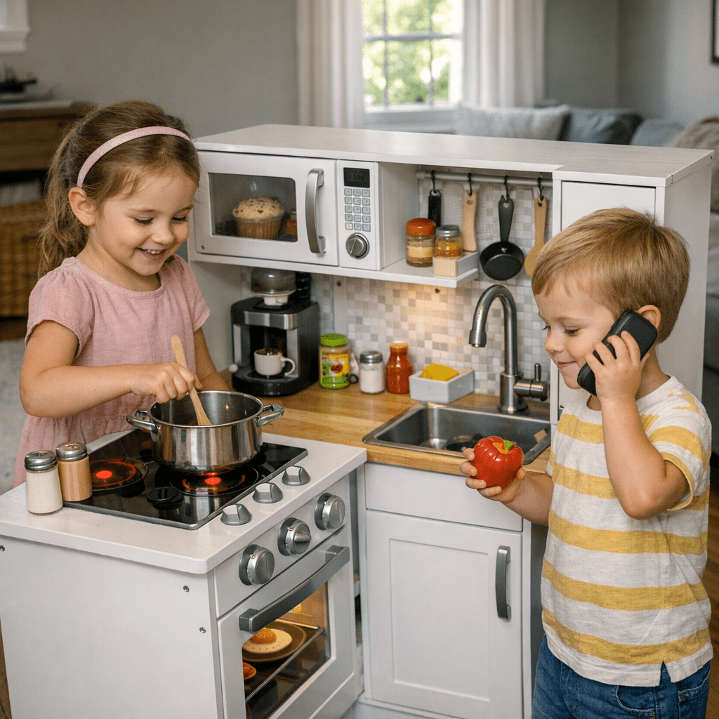 chef - KidKraft Deluxe Wooden Kitchen