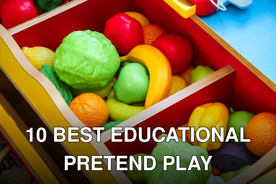Vibrant display of toy fruits and vegetables in a wooden drawer, offering playful learning for children.