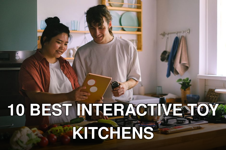 A couple preparing a meal together using a tablet in a modern kitchen setting.