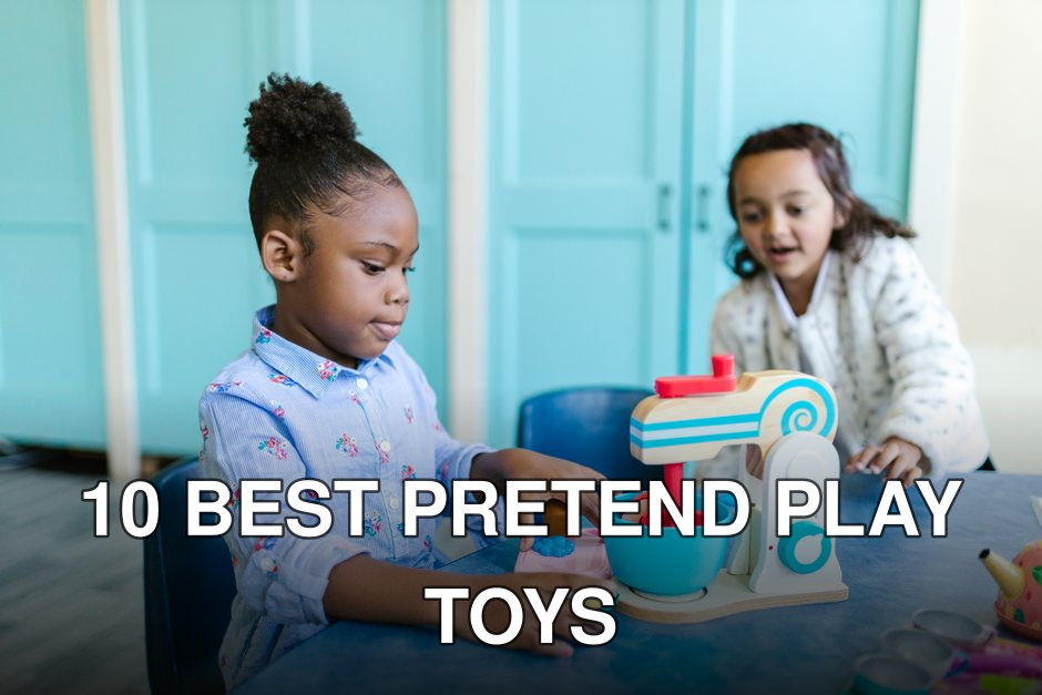 Two children enjoy playing with a toy kitchen set indoors, having fun and learning.
