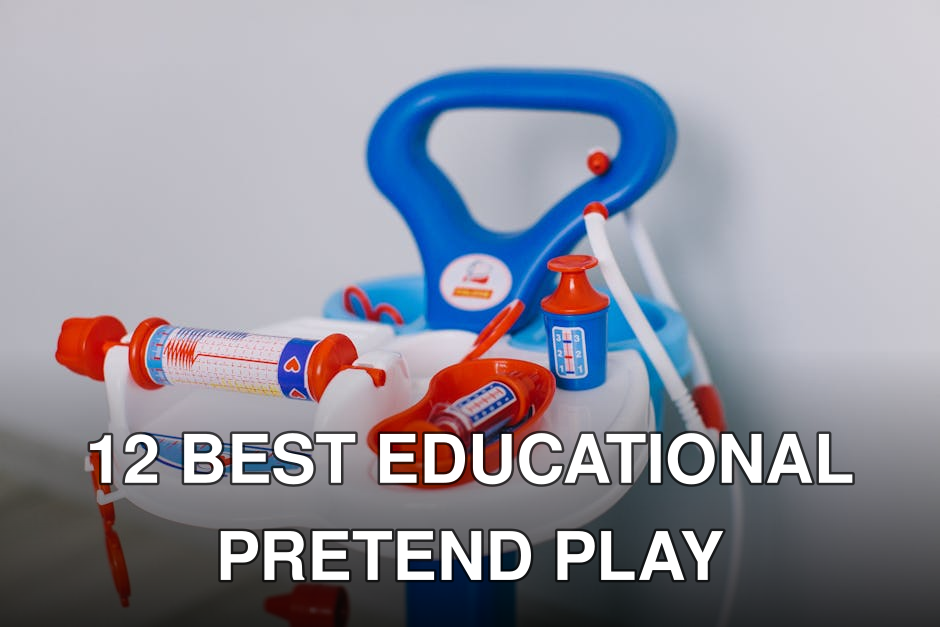 Bright toy medical set with syringes and bottles on white tray for kids' role play.