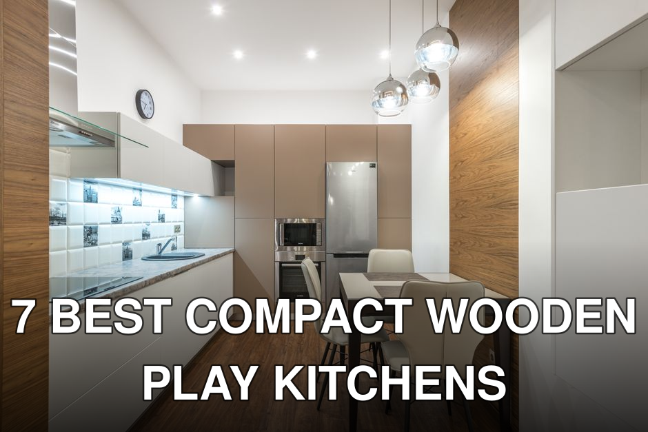 A sleek, modern kitchen featuring beige cabinets and wooden elements.