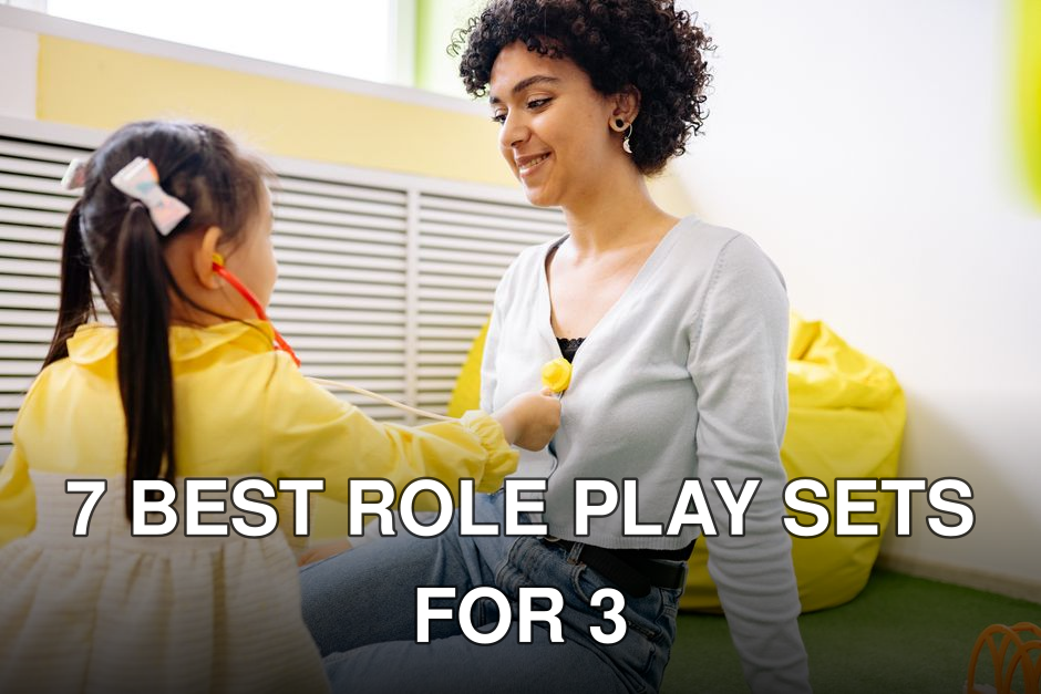A child plays doctor with a stethoscope and a smiling adult indoors.