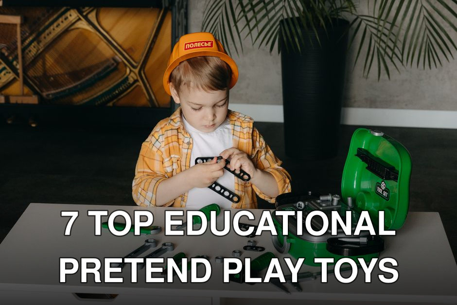 A child playing with a tool set indoors, enhancing creativity and learning.
