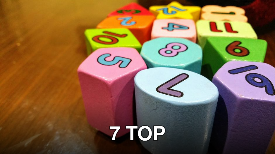 Close-up of colorful wooden blocks with numbers for educational fun.