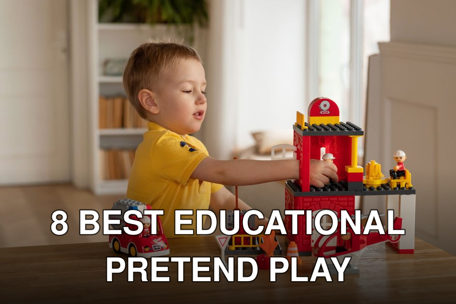 A young boy wearing a yellow shirt engages with a firefighter building block set at home, fostering creativity and fun.