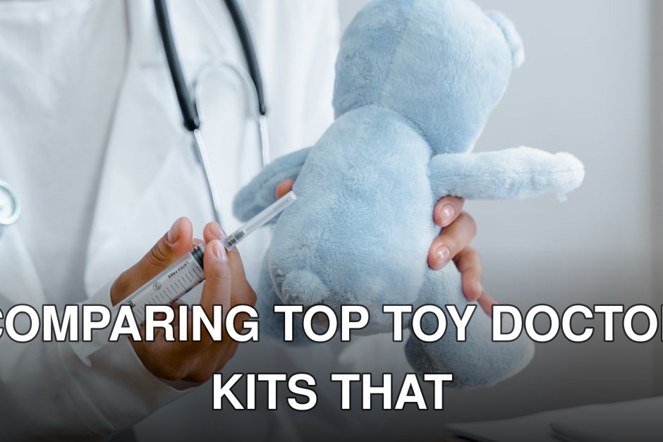 Close-up of a doctor using a syringe on a plush toy for educational purposes.