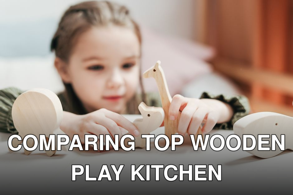 Young girl engages creatively with wooden animal toys in a playroom setting.