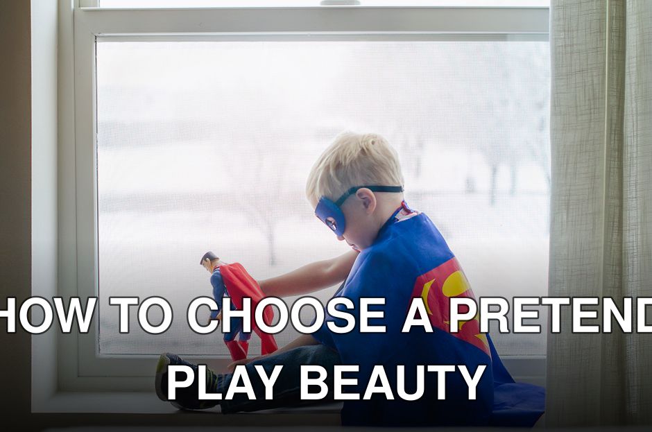 A young boy dressed as a superhero, playing with a toy by a window, embracing his imagination.