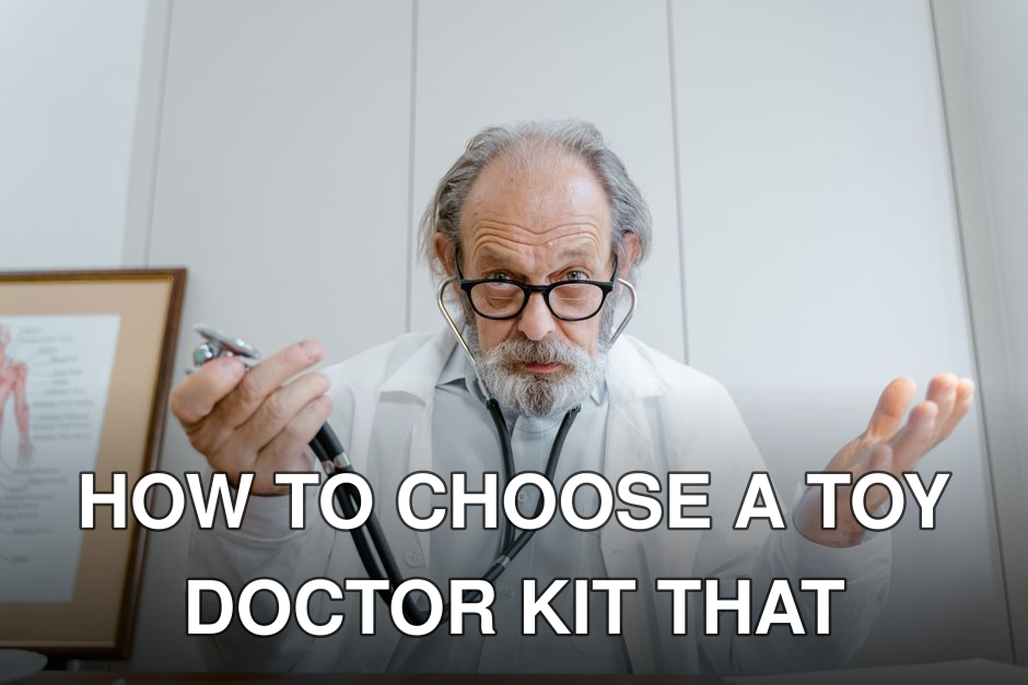 Senior doctor gesturing with stethoscope in a clinical setting, emphasizing telemedicine.