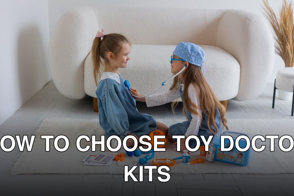 Two young girls role-playing as doctor and patient using a toy medical kit in a cozy room.