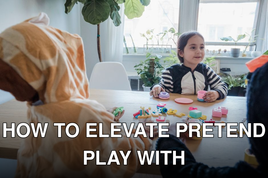 Kids enjoy playtime in colorful animal costumes indoors with toy tea set.