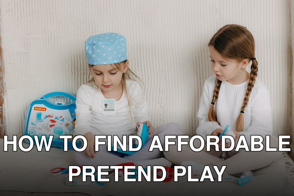 Two young girls role-playing as dentists with a toy dental kit indoors.
