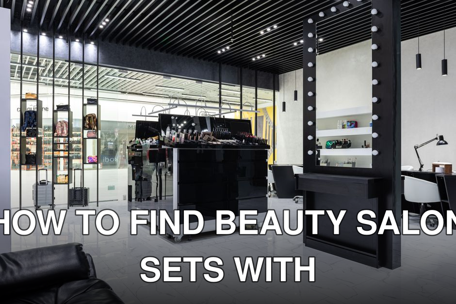 A sleek and modern salon with a central beauty product display and contemporary decor.