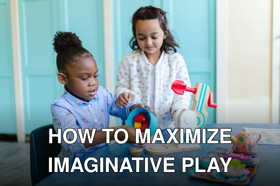 Two young girls playing and learning with toys in a classroom setting.