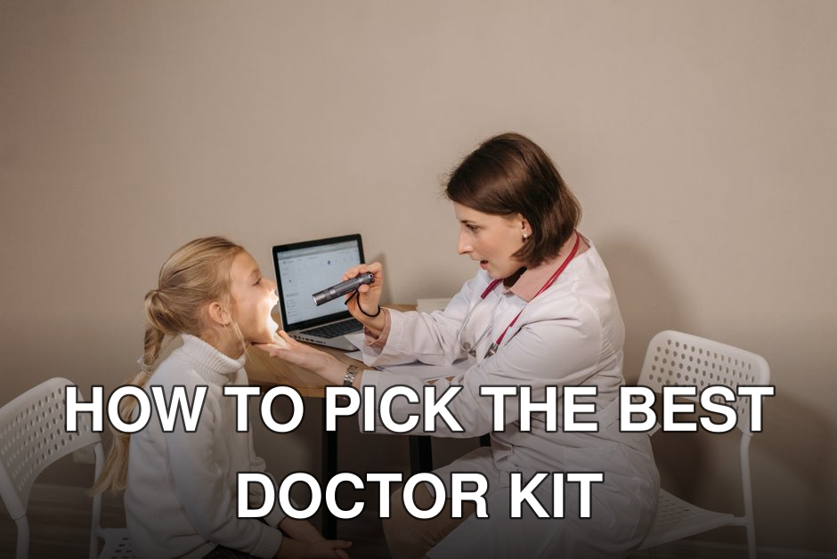 A female doctor examines a child in a clinic setting, ensuring proper medical care and attention.