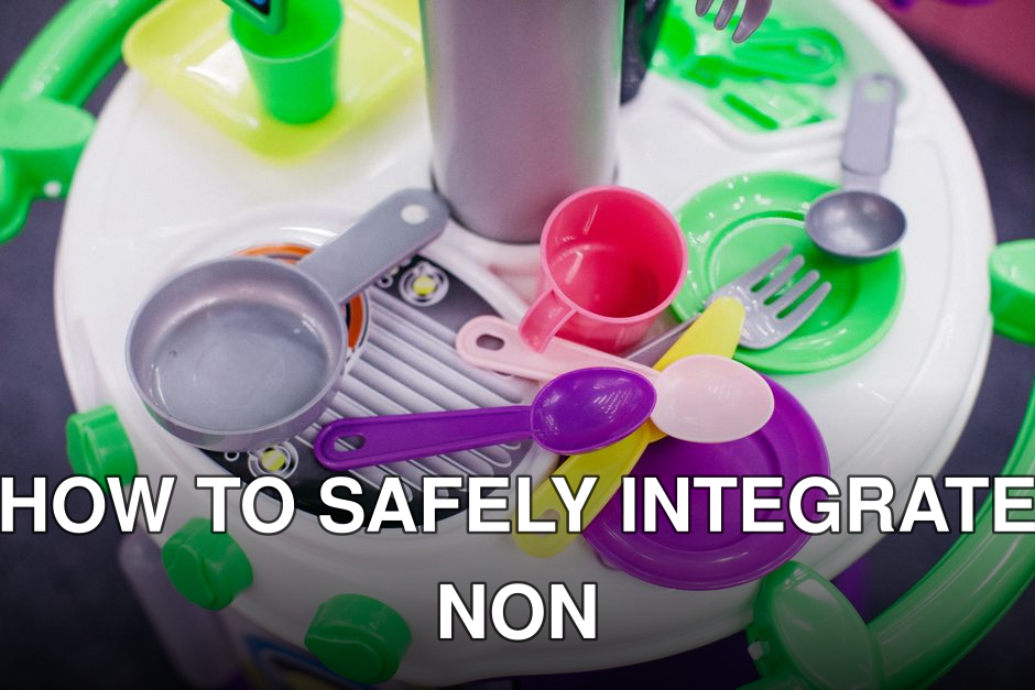 Bright and colorful plastic kitchen toys for children's imaginative play.