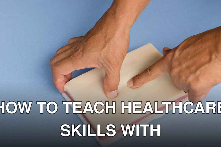 Hands applying pressure to an IV injection training pad, useful for healthcare training.