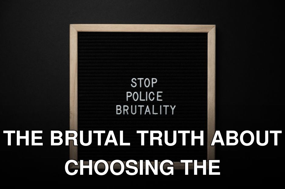 Overhead view wooden frame with white inscription about social injustice on black background