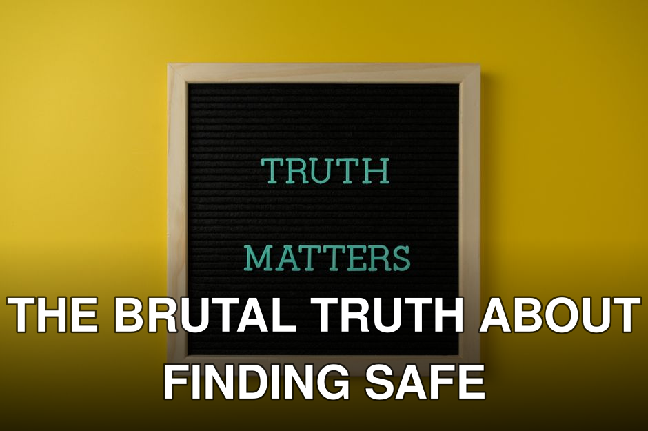 Close-up of black letter board with 'Truth Matters' message on yellow background.