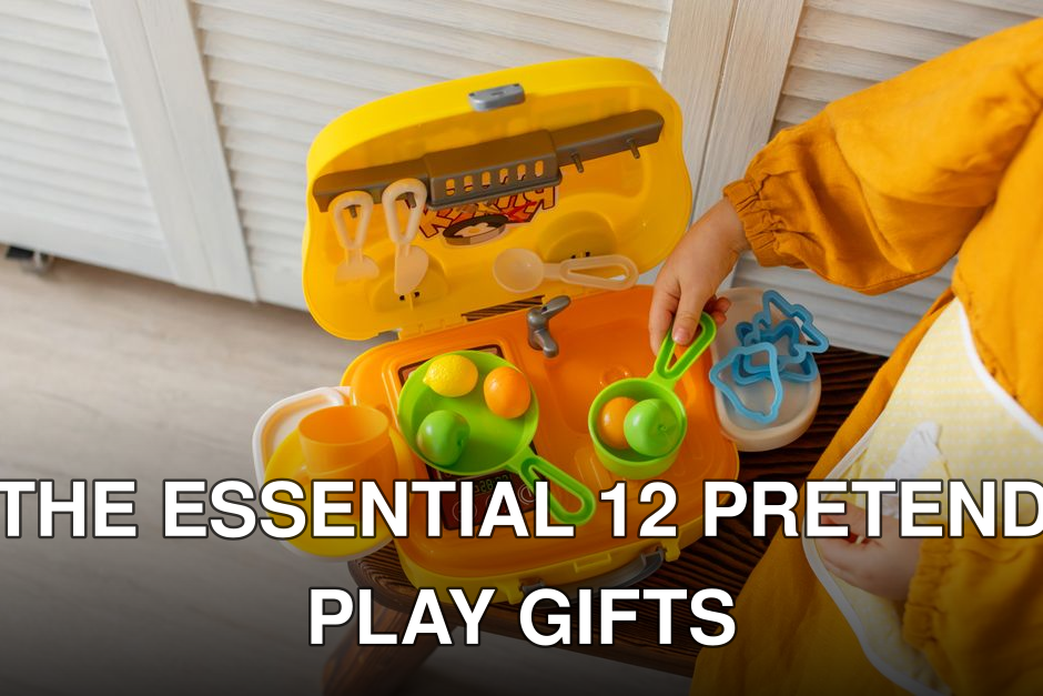 A child playing with a toy kitchen set, engaging in creative pretend play indoors.