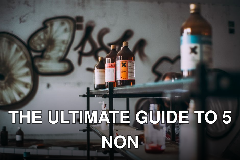 Discover an abandoned industrial room featuring shelves of toxic chemical bottles and graffiti walls.