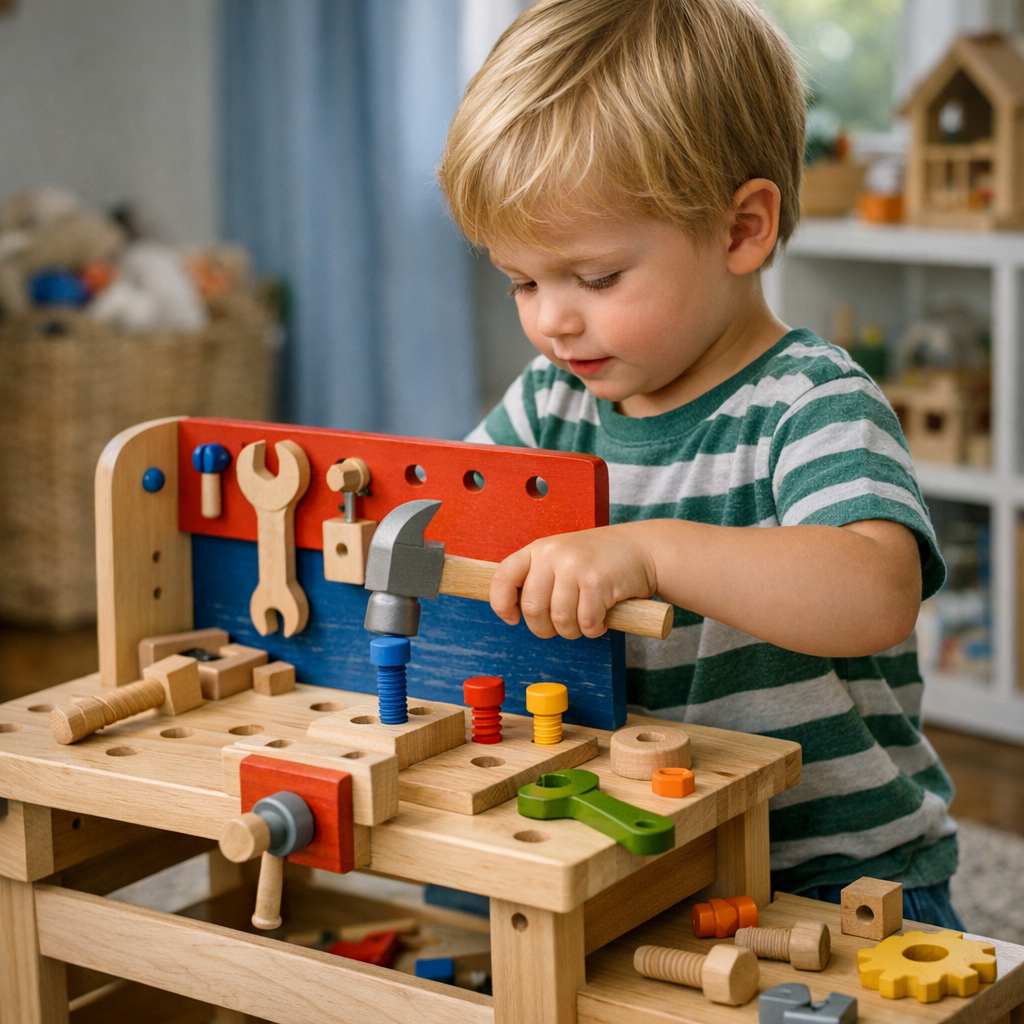 3-year-olds - Montessori Wooden Tool Bench Set