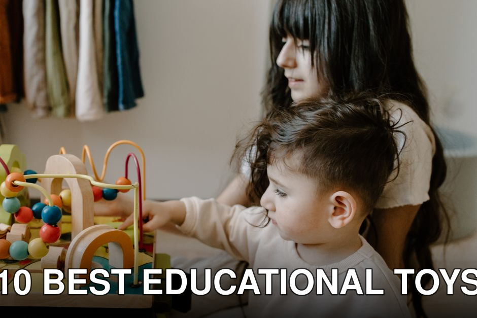 Two children engaged with wooden toys at a table, fostering imagination and playtime.