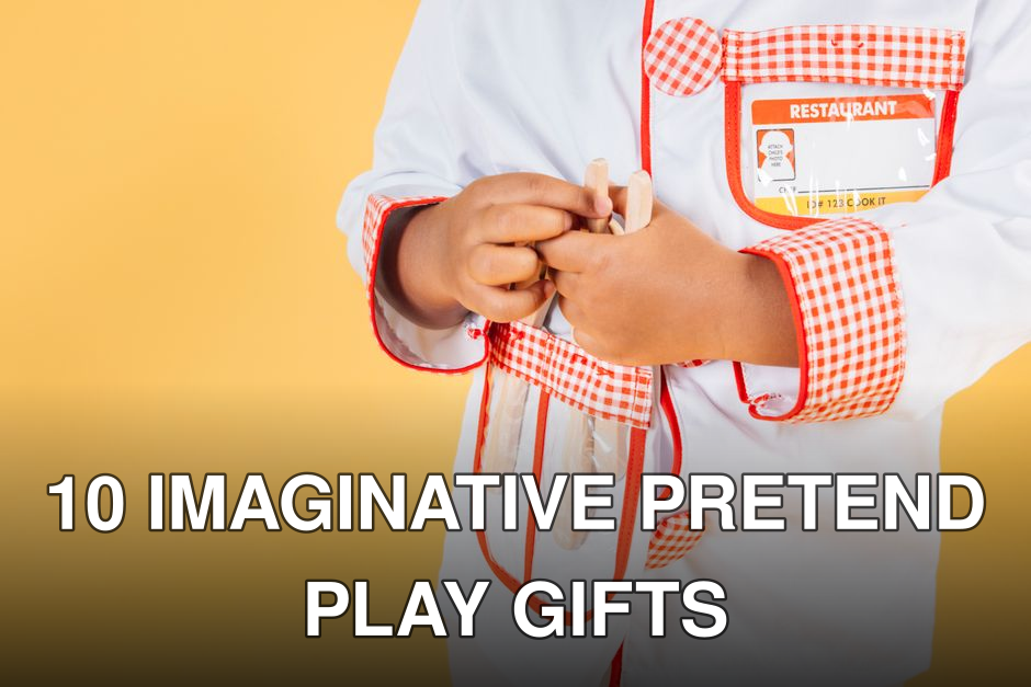 Crop anonymous ethnic kid with supplies for kitchen wearing chef jacket in studio against yellow background