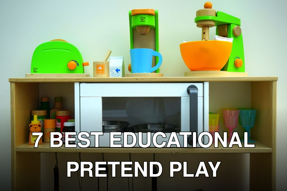 Vibrant children's toy kitchen set featuring wooden appliances and utensils, perfect for imaginative play.