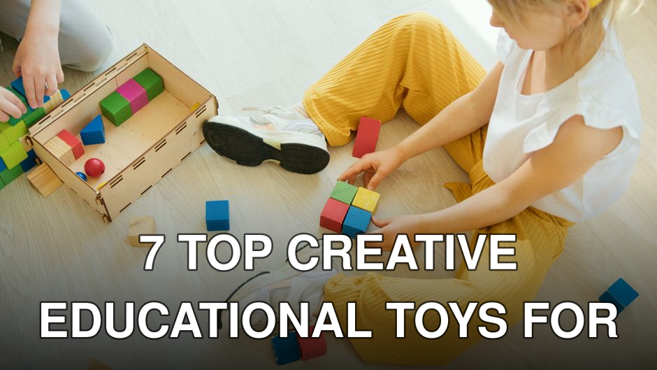 A young child playing creatively with colorful wooden blocks indoors, fostering learning and development.