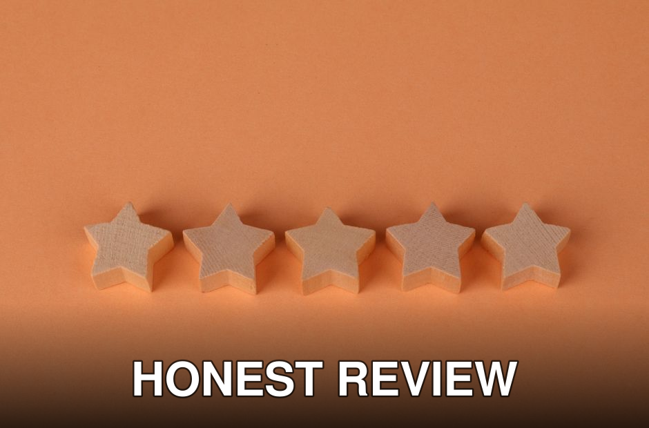 Five wooden star-shaped blocks arranged on an orange surface, perfect for rating concepts.